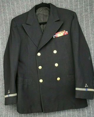 Vintage Usn Us Navy Service Dress Blue Jacket Warrant Officer Bullion Ribbon Bar