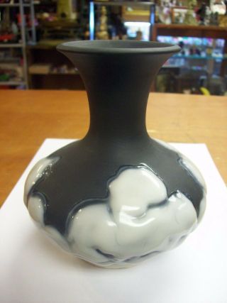 Rare Rookwood Cirrus Black & White Froth Glaze Vase Mid Century 1950 