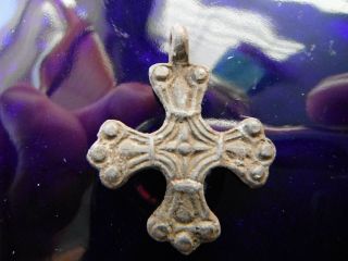 Ancient Bronze Viking Aegishjalmur Cross Pendant 10/12th C.  A.  D.