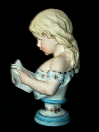 ANTIQUE GERMAN KPM VICTORIAN LITTLE GIRL DOLL WITH A BOOK BISQUE BUST FIGURINE 6