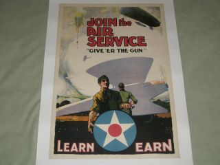 Rare Wwi Warren Keith Poster " Join The Air Service - Give 