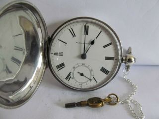 1886 18s Waltham Pocket Watch Full Hunter Solid Silver V.  G. ,