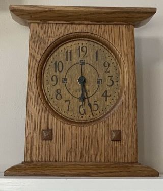 Stickley Bracket Clock Oak Arts & Crafts Mantel Desk Piece Missing Back Cover