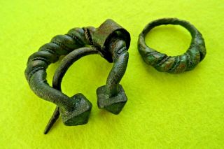 Viking Ancient Bronze Twisted Decorative Pen - Annular Fibula&finger Ring
