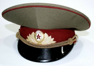 Vintage Soviet Union Air Force Officer Visor Hat Russian Aviation Green Red Band