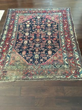 Antique Distressed Hand Knotted 5 ' x 6 ' Oriental Turkish Persian Style Wool Rug 5