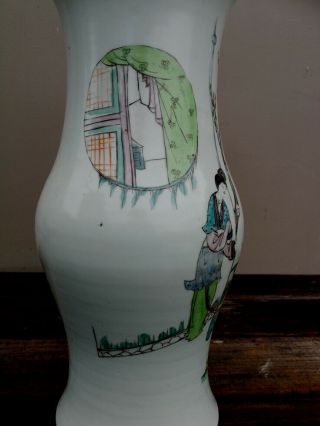 Antique 19thc Chinese Porcelain Polychrome Famille Rose Vase Signed Character 5
