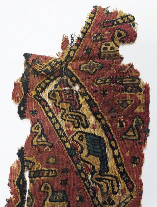 6 - 8C Ancient Coptic Textile Fragment - Flower,  Birds & Beast,  Christian arts 3