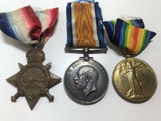 Scottish Rifles Ww1 Wwi Medal Trio Grouping Named 14 - 15 Star Victory,  War Medal