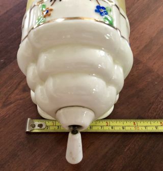 Vintage Pair Vaseline? Glass Slip Shade Porcelain Wall Sconce Light Fixture 5