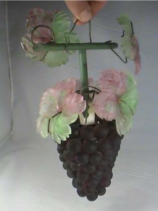 Vintage Art Nouveau Murano Czech Glass Grape Cluster Fruit Figural Chandelier P1 3