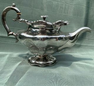 Antique Russian 84 Silver Gilt Teapot Coffee Pot St.  Petersburg 1846 632 Grams