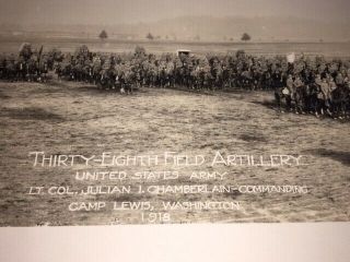 Wwi 1918 Panorama Photo Us Army 38th Field Artillery,  Camp Lewis,  Wa,  On Horseba