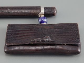 SAGEMONO Antique Japanese Tobacco Pouch & Kiseru pipe case,  Kiseru - zutsu,  bead 9