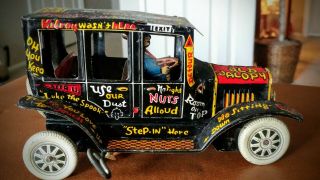 Vintage 1940 ' s Marx Tin Wind up Old Jalopy AND Family Wagon 5