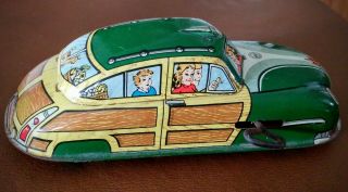 Vintage 1940 ' s Marx Tin Wind up Old Jalopy AND Family Wagon 8