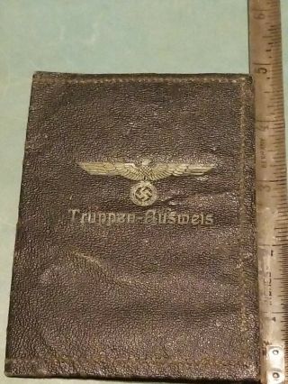 GERMAN WWII WEHRMACHT SOLDIERS LEATHER WALLET TRAPPEN - AUSWEIS ID BOOK - No Papers 6