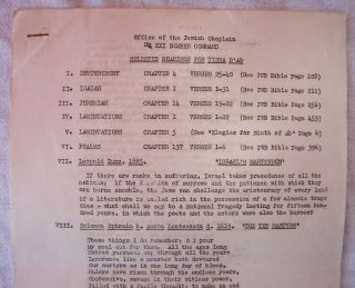 WW2 Jewish Chaplain 21st Bomber Command Readings for TISHA B ' AB 1944,  No Resr. 2