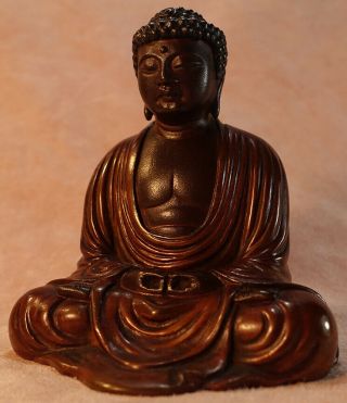 Antique Japanese Bronze Kamakura Buddha,  Artist Signed 豐壽 Patinated