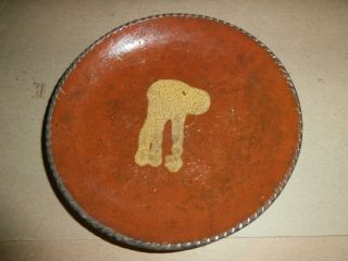 Antique Redware Slip Ware Dish Plate