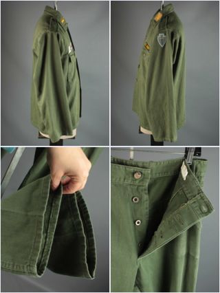 Vtg 1950s US Army 36th Division Sateen Uniform Shirt M Pants 33x33 50s 7029 10