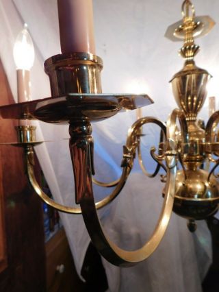 antique chandelier ceiling fixture lamp light brass 8 lite hollywood regency old 6
