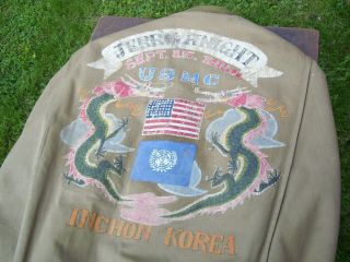 Vintage Korean War Marine Field Jacket Coat 1950 Inchon Battle Usmc Navy Dragons