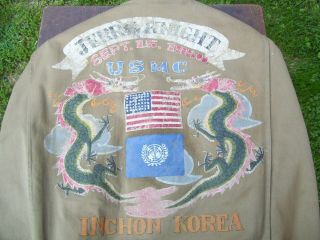 VINTAGE KOREAN WAR MARINE FIELD JACKET COAT 1950 INCHON BATTLE USMC NAVY DRAGONS 7