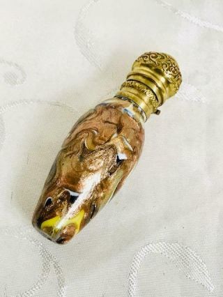 Antique Venetian Gold Aventurine Perfume Scent Bottle Circa 1880