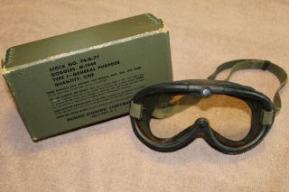 Scarce Korean War U.  S.  Army M1944 Tanker Goggles In Issue Box,  1951 D.