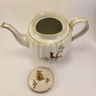 RARE ANTIQUE 18TH C KEELING FACTORY X FANCY BIRD PORCELAIN TEAPOT STAFFORDSHIRE 8