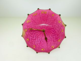 Antique Pink Silver Guilloche Umbrella Desk Clock Swiss Made -