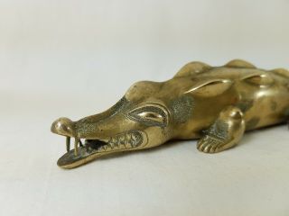 Old African Fon Heavy Bronze Crocodile 8