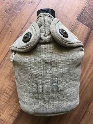 Ww2 Us Army Canteen Set “1943 Jeff Qmd”,  Canteen,  Cup & Cover Named