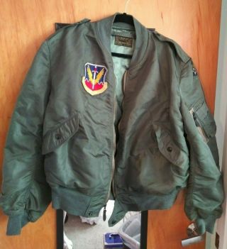 Vintage Usaf Tactical Air Command Flight Jacket Green Lining Xl