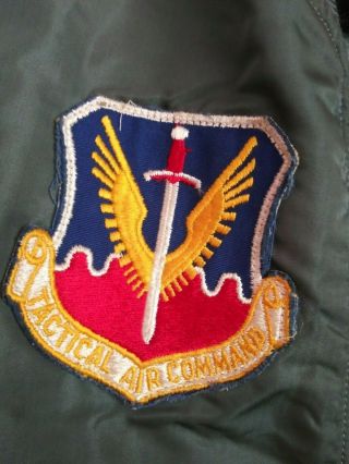 vintage USAF TACTICAL AIR COMMAND flight jacket green lining XL 6