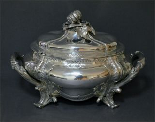 Impressive Antique 4.  7kg Heavy Marked Solid Silver Soup Tureen Regency Style