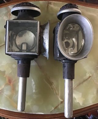 A Vintage Large Carriage Lamps 17” Tall.  Wear & Rust.