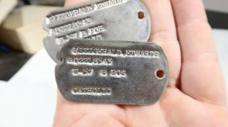 Korean War Era 1950 to 1957 US Army Dog Tags Edward Fitzgerald Dogtag 3