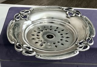 Antique Shreve & Co Sterling Silver Butter Dish W Cutout Insert