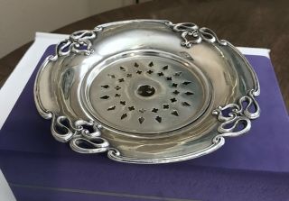 Antique Shreve & Co Sterling Silver Butter Dish w Cutout Insert 3