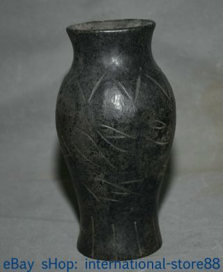 7.  6 " Old Chinese Hongshan Culture Old Jade Dynasty Carving Word Bottle Jug Jar