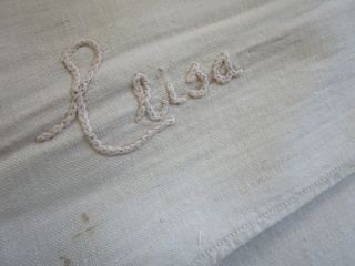 Antique Homespun Linen Fabric Yardage for Upholstery,  Sheeting,  Signed,  22 yards 12