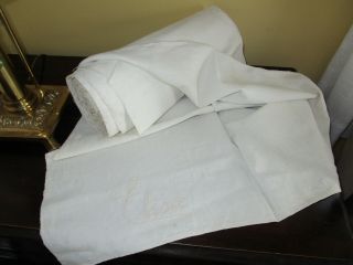 Antique Homespun Linen Fabric Yardage For Upholstery,  Sheeting,  Signed,  22 Yards