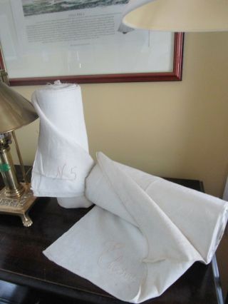 Antique Homespun Linen Fabric Yardage for Upholstery,  Sheeting,  Signed,  22 yards 2