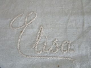Antique Homespun Linen Fabric Yardage for Upholstery,  Sheeting,  Signed,  22 yards 3