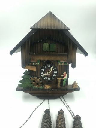 Vintage Reuge Tiroler Holzackerbuab’n German Swiss Musical Cuckoo Clock