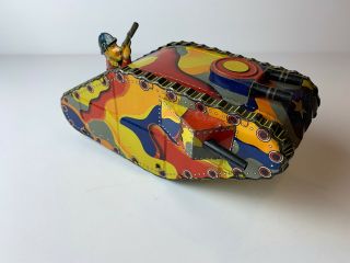 Rare Ck (kuramochi) Vintage Tin Wind Up Pop Up Toy Tank.  Made In Japan
