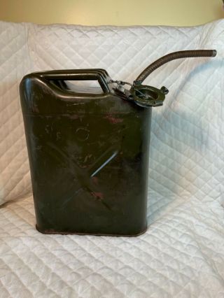 Military Us Metal Jerry Jeep Gas Can 1968 Large Vintage Green