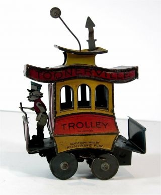 1920s Toonerville Trolley Tin Lithograph Wind Up Toy - Tin Litho Wind - Up Toy